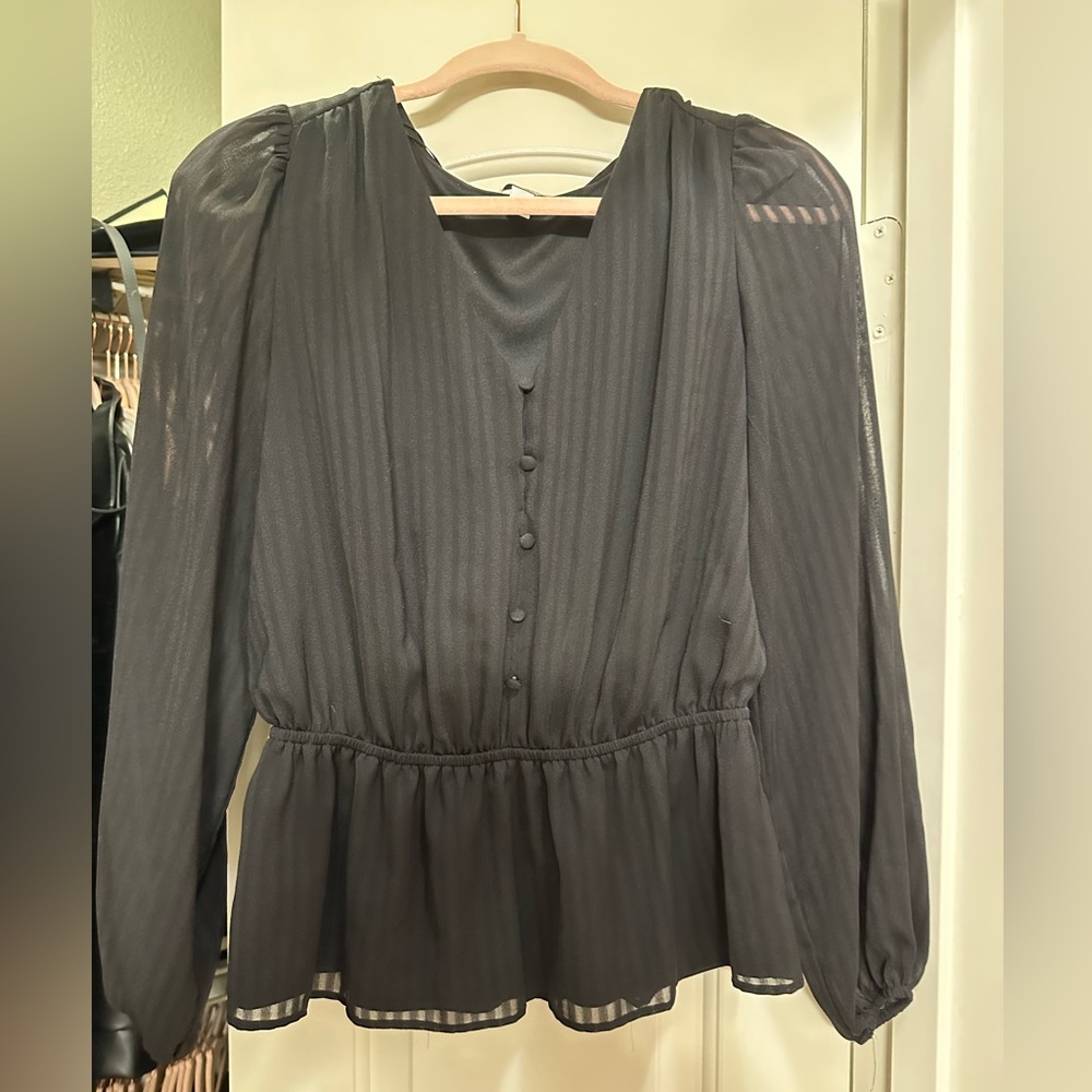 Nine West Small Black Peplum Top